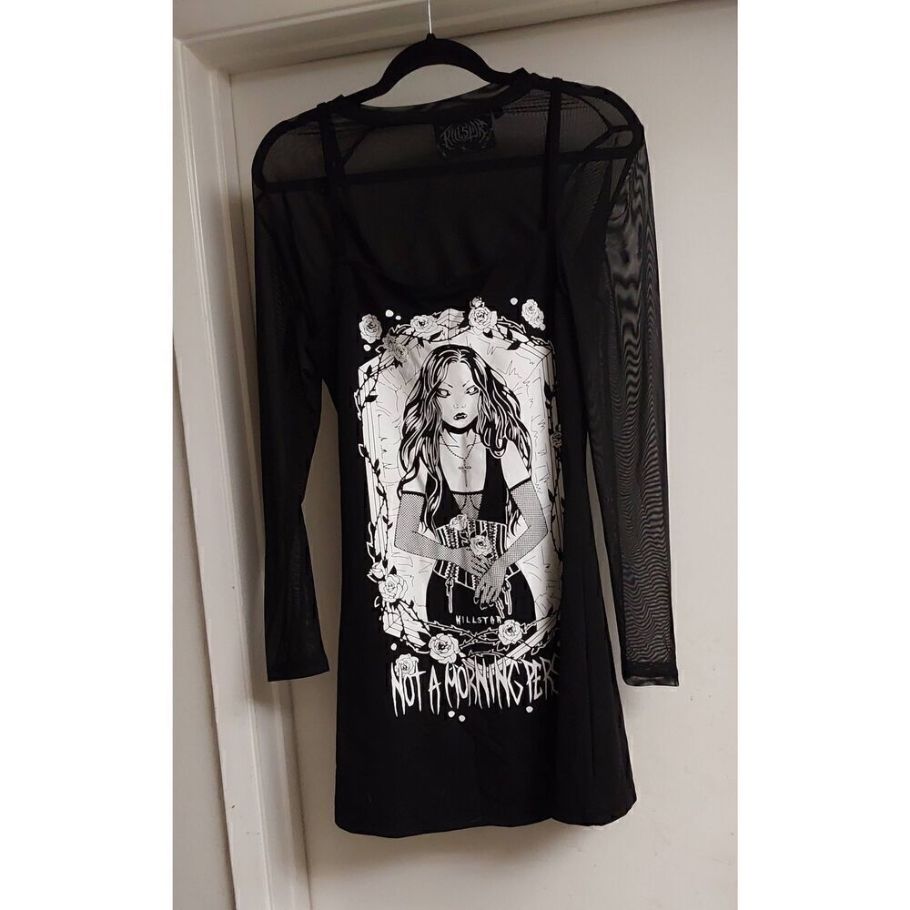 NWT~Killstar Two Piece Black & White Graphic Morning Dress Set Sz Large